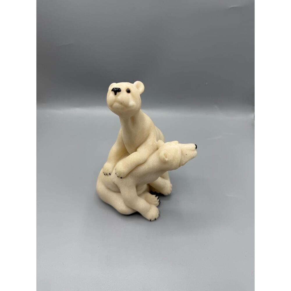Second Nature Quarry Critters Polar Bear‎ Figurine Off-White 2000 Mother Baby